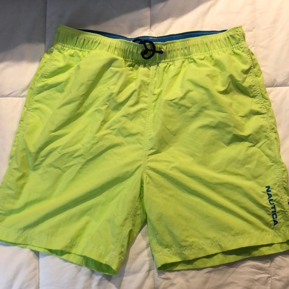 Lime green Nautica swim trunks